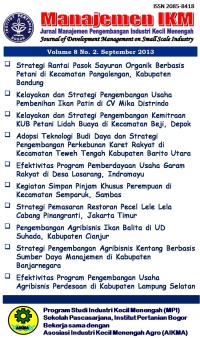 Kompetensi Petani Unggul dalam Membentuk Capacity Building Pertanian Sayuran Dataran Tinggi di Sumatera (Jurnal Manajemen IKM Vol. 9 No. 1, Februari 2014)